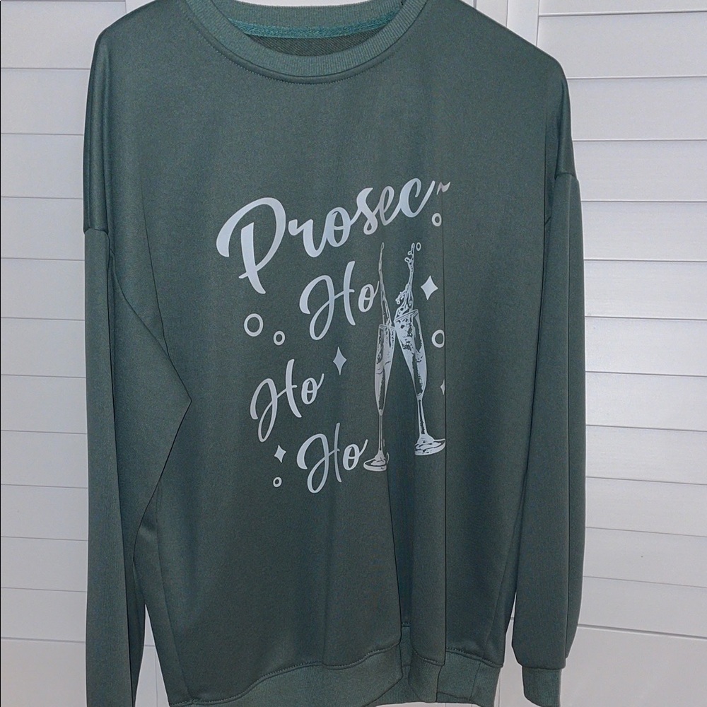 Green Holiday Sweatshirt with Festive Print